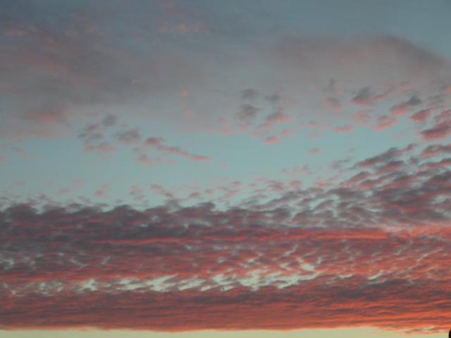 Sky, clouds, Evening sun, red