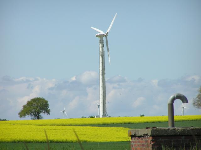 Wind turbine, power plant, nature, sky, fields