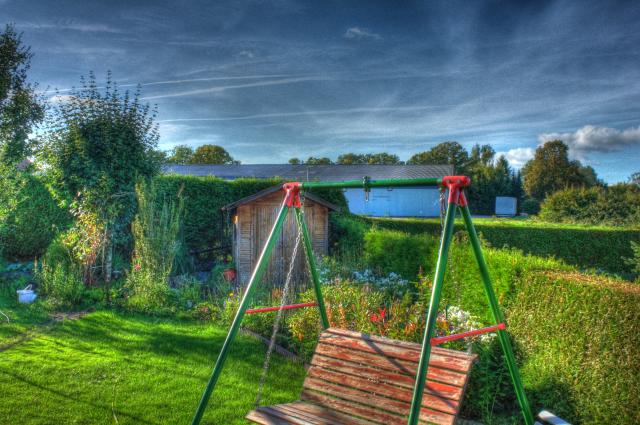 HDR, High Dynamic Range Image, garden, Swing, garden shed