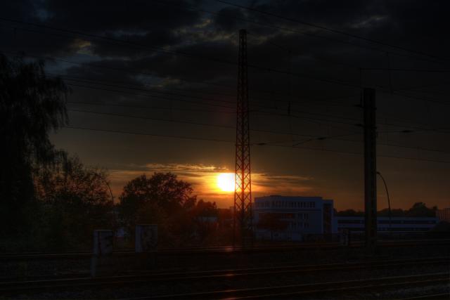 HDR, High Dynamic Range Image, Hamburg, Bahnhof, Sonnenuntergang